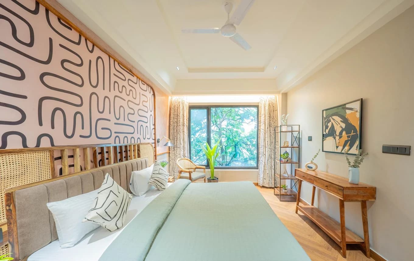 Bedroom facing the trees